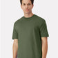 Man wearing a green t-shirt against a white background