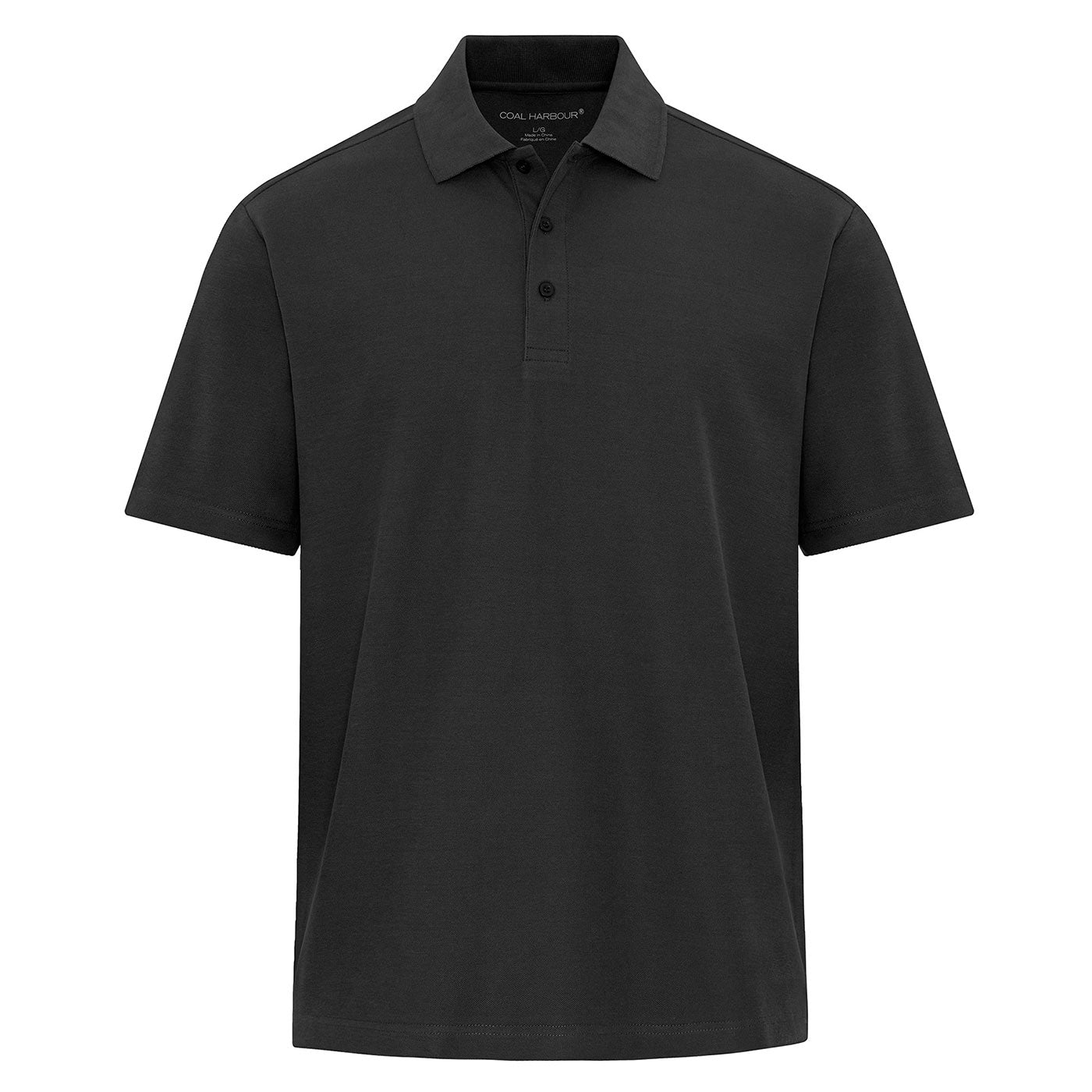 Black polo shirt on a white background